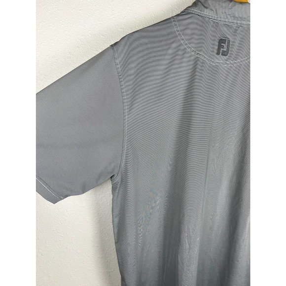 FootJoy Men's Medium Gray Striped Logo Short Sleeve Golf Polo Shirt - Picture 9 of 10